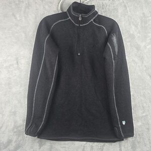 KUHL ALFPACA Fleece Pullover Mens Small Black 1/4 Zip Shirt Sweater Outdoor Flaw